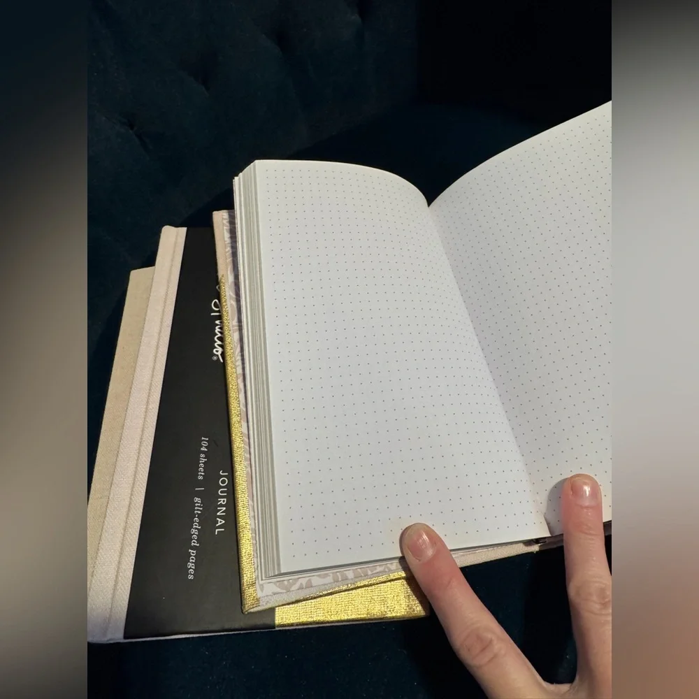Dwell Studio Gold Leaf Gilt Edge Dot Grid Gold Light Pink Set of 3 Journals NEW
